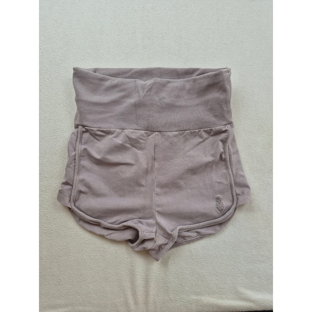 Free People FP Movement High Shorts Mauve Purple Ribbed High Rise Small